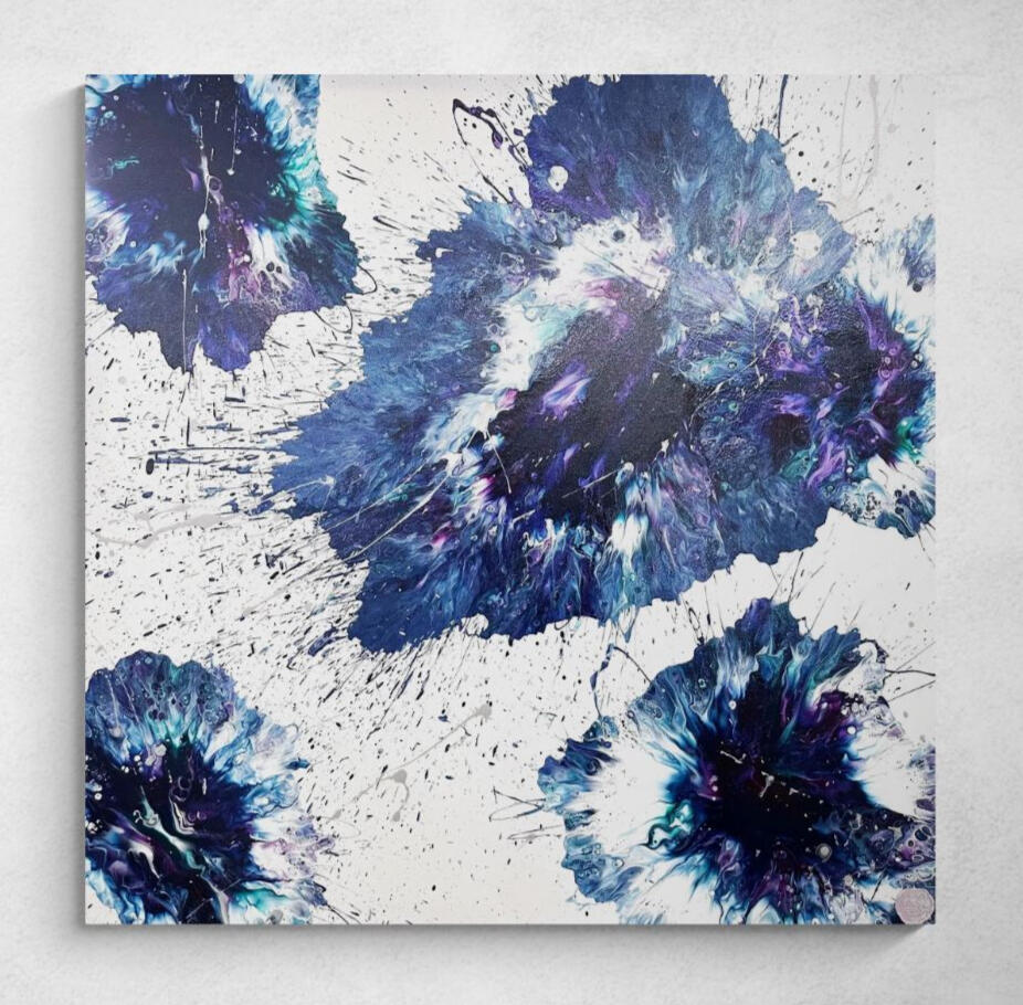 Blue & Silver - Acryl auf Keilrahmen 100x100cm - €195,-